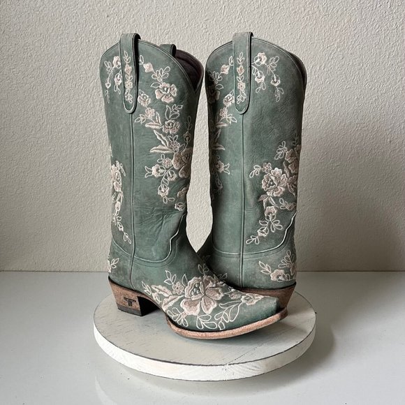 Lane Boots Shoes - Lane LACEY Boots 7.5 Green Pink Embroidered Flowers Western Festival Cowboy NEW